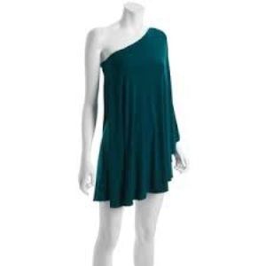 Wyatt Emerald Draped Jersey One Shoulder Dress-XS
